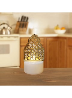 AUTOYSUR قطعة واحدة من زينة رمضان الضوئية، مصابيح ليلية على شكل قمر ونجمة ومصابيح شموع LED ومصابيح طاولة وزينة عيد للمنزل وحفلات العيد وهدايا حفلات الزفاف  - Image 2