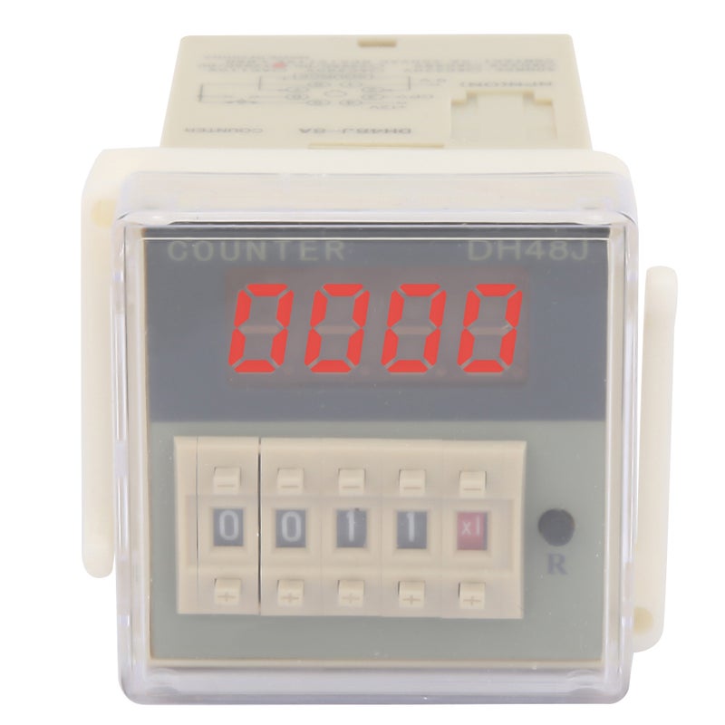 Digital Counter Relay: Panel Mount, High-Impact Resistant Outer Case, Clear LCD Display - Wide 1-999900 Counting Range, Protective Transparent Cover for Industrial Automation, Factory Control - Image 1