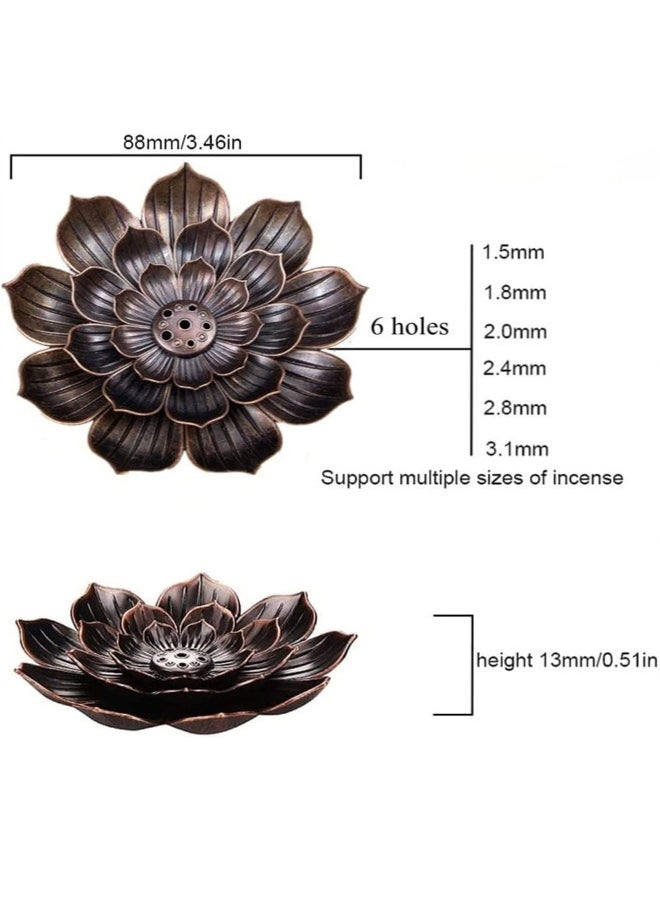 Generic Lotus Brass Incense Holder, 2Pcs Lotus Incense Sticks Burner, 5 Incense Holes with Detachable Ash Catcher for Home Fragrance Tea House Yoga Room Bedroomv  - Image 2