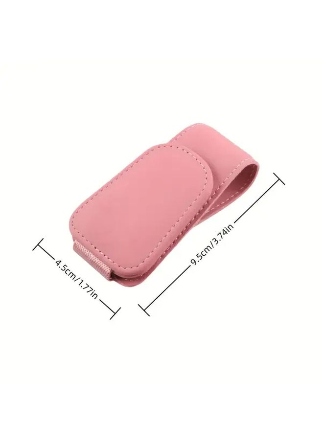 Navy Blue 2Pcs Faux Leather Magnetic Glasses And Card Holder For Car Dashboard - Image 2