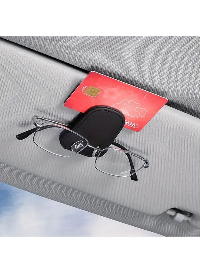 Navy Blue 2Pcs Faux Leather Magnetic Glasses And Card Holder For Car Dashboard - Image 4