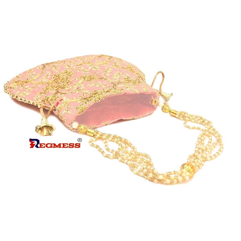 REGMESS Rajasthani Style Royal Clutch Silk Batwa Bag/Ethnic Potli Women's Potli/potli for Gift/potli for Women Party - Image 3