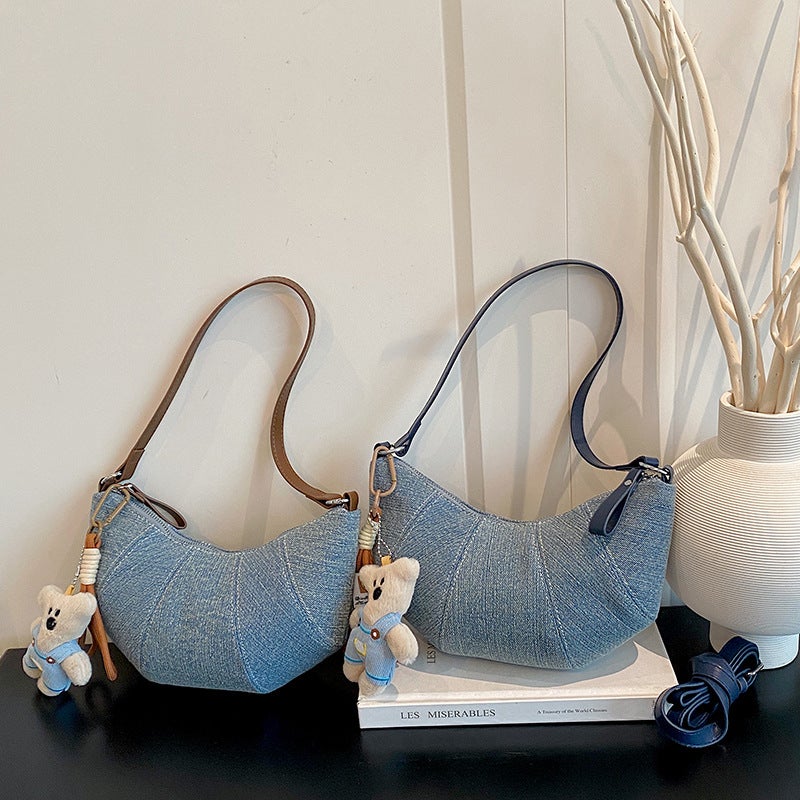 Women's Denim Hobo Shoulder Bag - Image 2