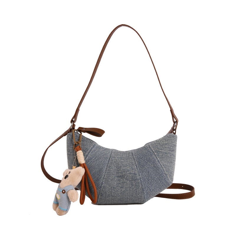 Women's Denim Hobo Shoulder Bag - Image 5