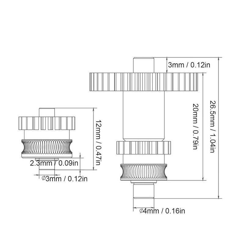 Hardened Steel DLC Coated Extruder Gear Kit For Kobra 2 3D Printer Dual Drive High Hardness - Image 3