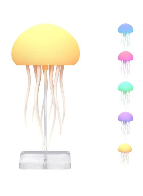 Floating Jellyfish Light Lamp - Voice Control RGB Gradient Moving Tentacles Flying Jelly Fish Bedside Table Lamp - Rechargeable Touch Sensor Hanging LED Dancing Jellyfish Night Lamps for Kids Adults – Color Changing & Relaxing Aquarium Effect