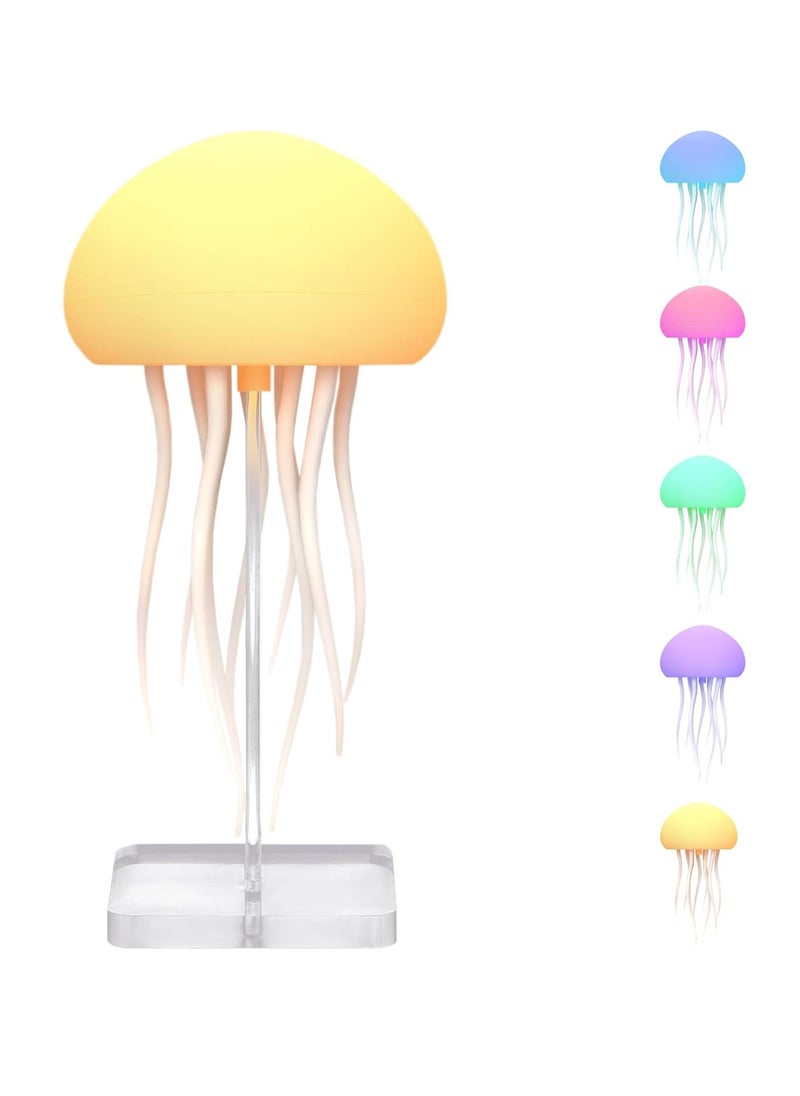Floating Jellyfish Light Lamp - Voice Control RGB Gradient Moving Tentacles Flying Jelly Fish Bedside Table Lamp - Rechargeable Touch Sensor Hanging LED Dancing Jellyfish Night Lamps for Kids Adults – Color Changing & Relaxing Aquarium Effect
