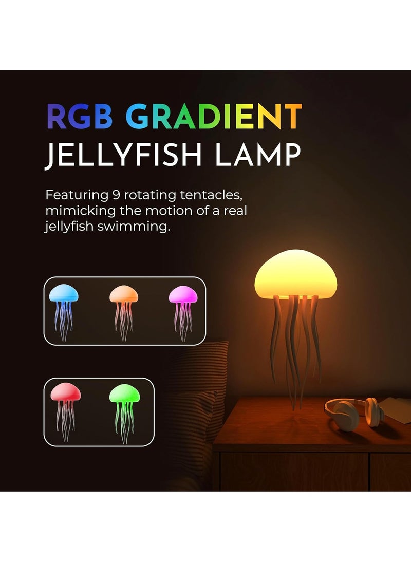 Floating Jellyfish Light Lamp - Voice Control RGB Gradient Moving Tentacles Flying Jelly Fish Bedside Table Lamp - Rechargeable Touch Sensor Hanging LED Dancing Jellyfish Night Lamps for Kids Adults – Color Changing & Relaxing Aquarium Effect