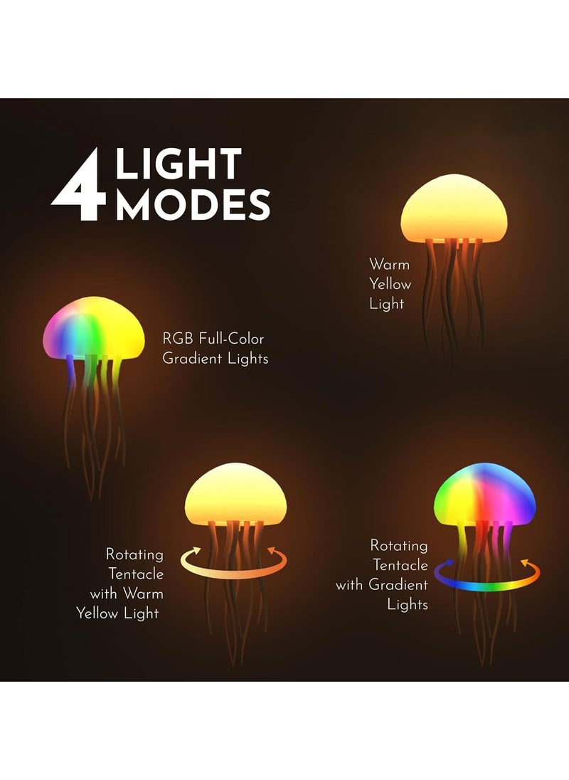 Floating Jellyfish Light Lamp - Voice Control RGB Gradient Moving Tentacles Flying Jelly Fish Bedside Table Lamp - Rechargeable Touch Sensor Hanging LED Dancing Jellyfish Night Lamps for Kids Adults – Color Changing & Relaxing Aquarium Effect