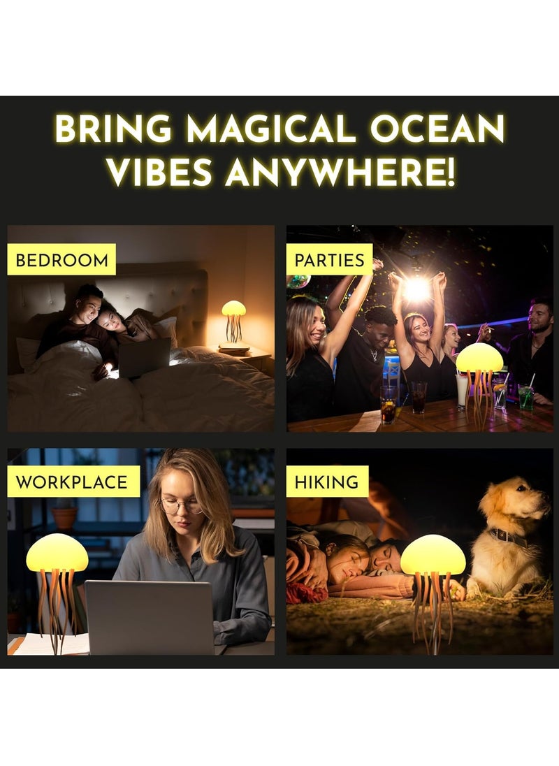 Floating Jellyfish Light Lamp - Voice Control RGB Gradient Moving Tentacles Flying Jelly Fish Bedside Table Lamp - Rechargeable Touch Sensor Hanging LED Dancing Jellyfish Night Lamps for Kids Adults – Color Changing & Relaxing Aquarium Effect