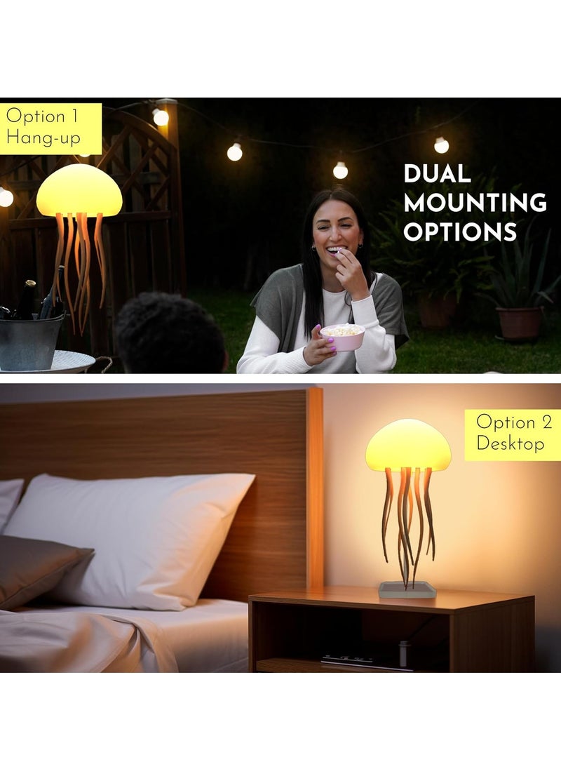 Floating Jellyfish Light Lamp - Voice Control RGB Gradient Moving Tentacles Flying Jelly Fish Bedside Table Lamp - Rechargeable Touch Sensor Hanging LED Dancing Jellyfish Night Lamps for Kids Adults – Color Changing & Relaxing Aquarium Effect