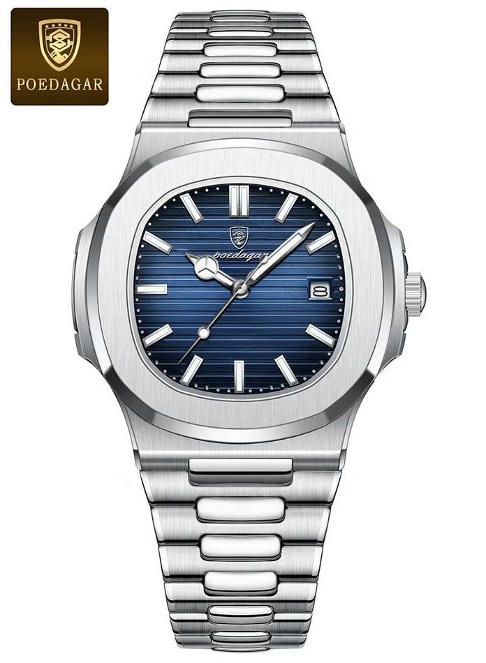 POEDAGAR Watch for Men Quartz Stainless Steel Water Resistant Analog Watch - Image 1