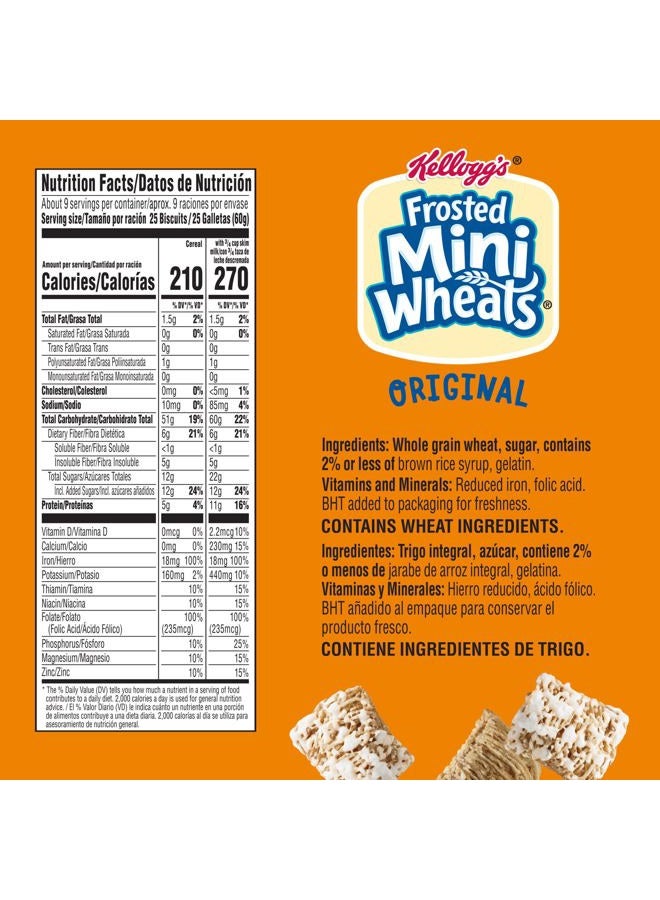 Kellogg's Frosted Mini-Wheats Breakfast Cereal, High Fiber, 48g Whole Grain, Large Size, 20 oz - Image 2