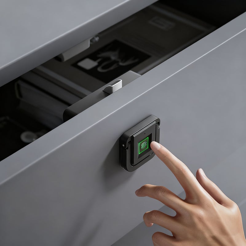 Black Smart Fingerprint Drawer Lock Keyless Entry with USB Charging for Home Cabinet Wardrobe Security - Image 5