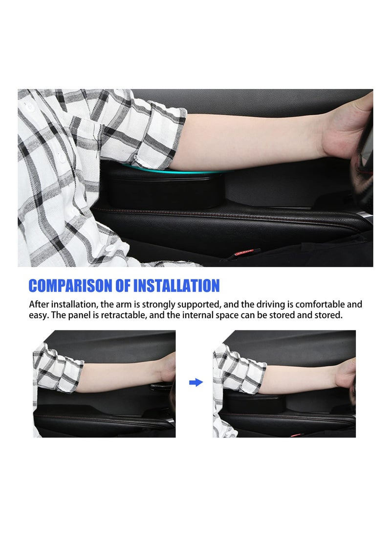 SYOSI Car Elbow Pads Armrest Car Armrest, Support Elbow Wrist Rest Pad Car Armrest Extender Auto Left Elbow Support, PU-Leather Adjustable Armrest Storage Organizer Fit for Most Car Models (Black) - Image 2