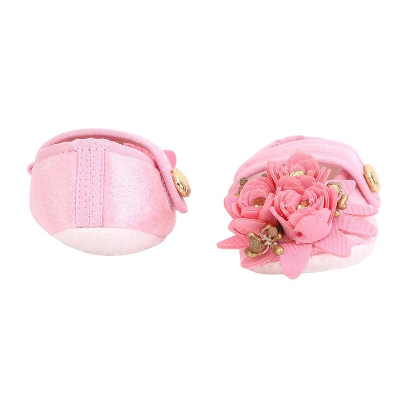 Coco Candy New Infant Baby Floral Velvet Pink Booties Shoes for Girls - Image 4