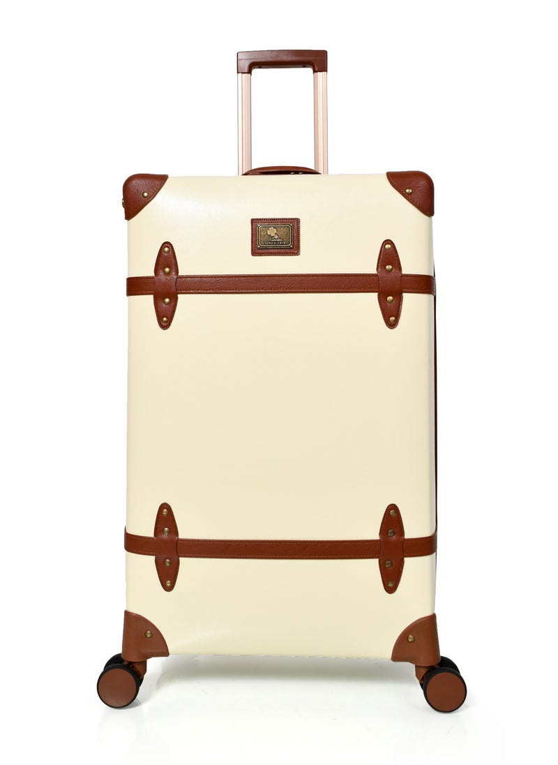 MORANO Morano Classic Leather Luggage 4 Pcs Set Beige and Brown 28''-24''-20'''-14'''Inches  - Image 5