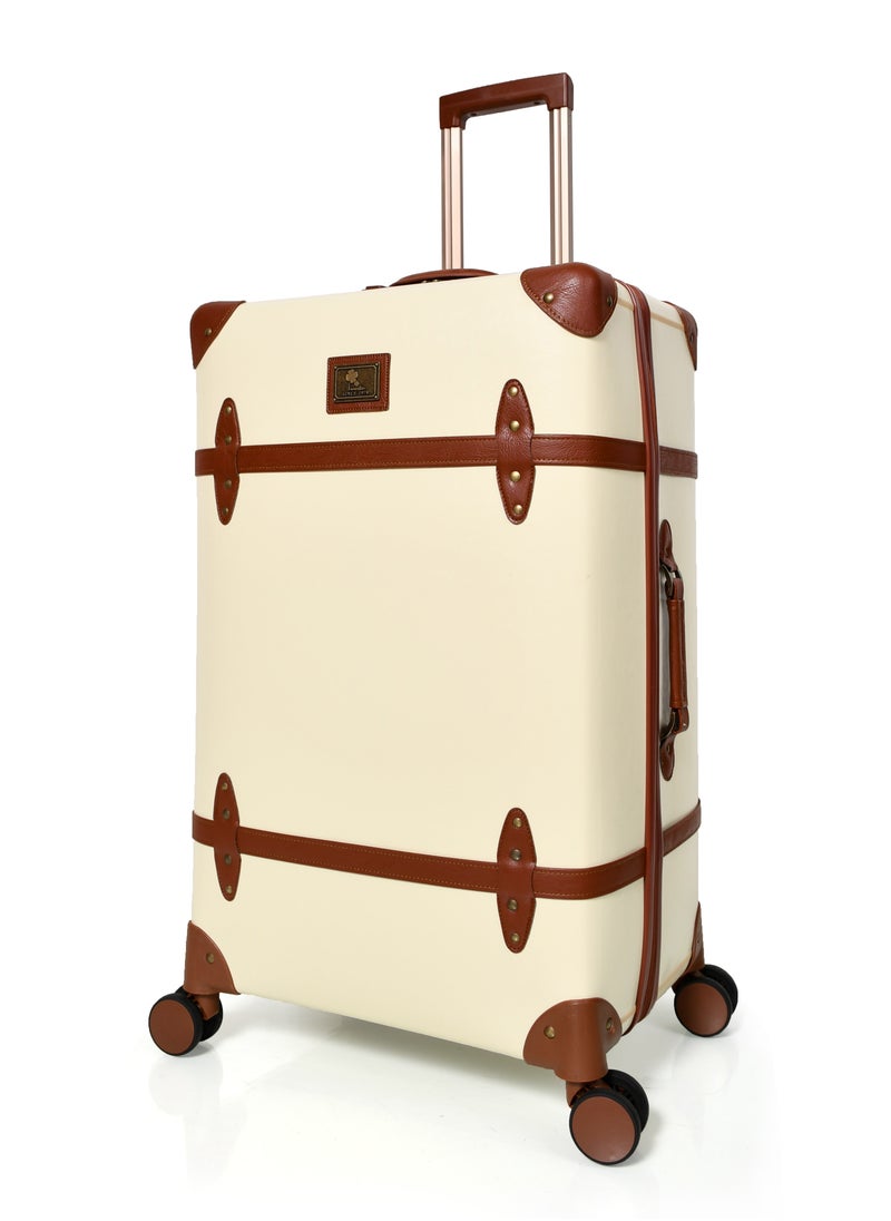 MORANO Morano Classic Leather Luggage 4 Pcs Set Beige and Brown 28''-24''-20'''-14'''Inches  - Image 4