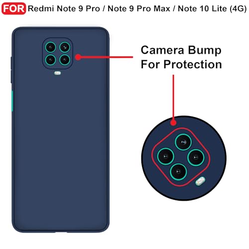 CEDO Back Cover for Redmi Note 9 Pro/Note 9 Pro Max/Note 10 Lite | Camera Bump Protection & Inner Velvet Fabric Lining | Ultra Slim Matte Soft Rubberised Case Cover (Blue) - Image 3