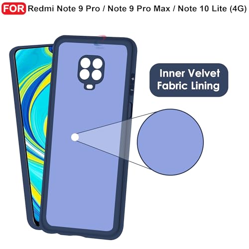 CEDO Back Cover for Redmi Note 9 Pro/Note 9 Pro Max/Note 10 Lite | Camera Bump Protection & Inner Velvet Fabric Lining | Ultra Slim Matte Soft Rubberised Case Cover (Blue) - Image 4