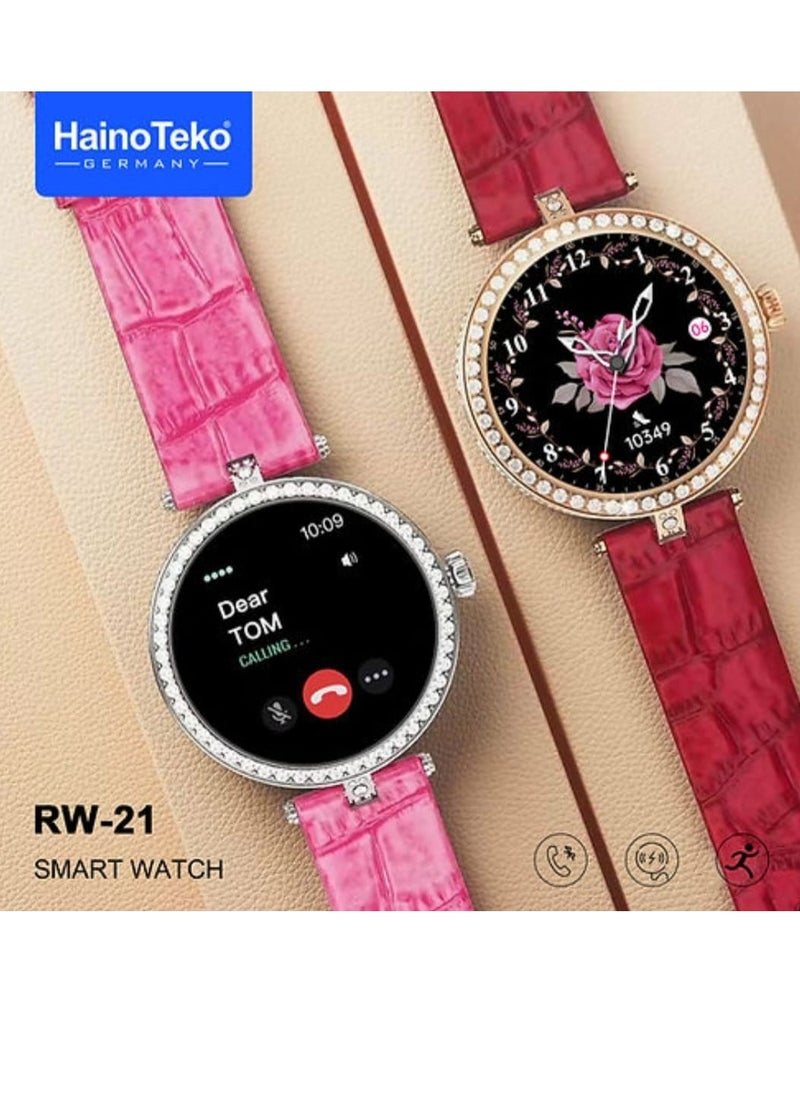 Haino Teko RW-21 Smart Watch Elegant Design With 2 Leather Straps For Women And a Wireless Charger Multicolour  - Image 1