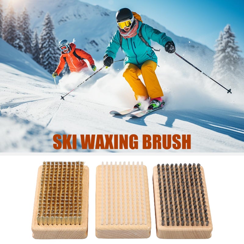 Snowboard Waxing Brush With Enduring Wood Handle And Nylon Bristles - Image 3