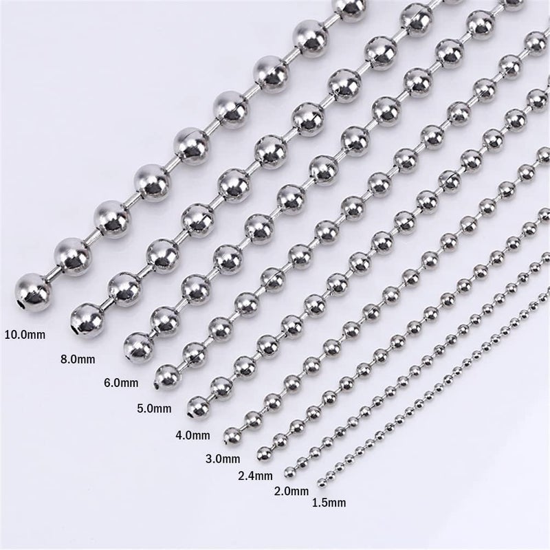 SINLEO Titanium Stainless Steel Small Beads Ball Chain Necklace for Men Women 24-38 Inches Silver Black Gold - Image 2