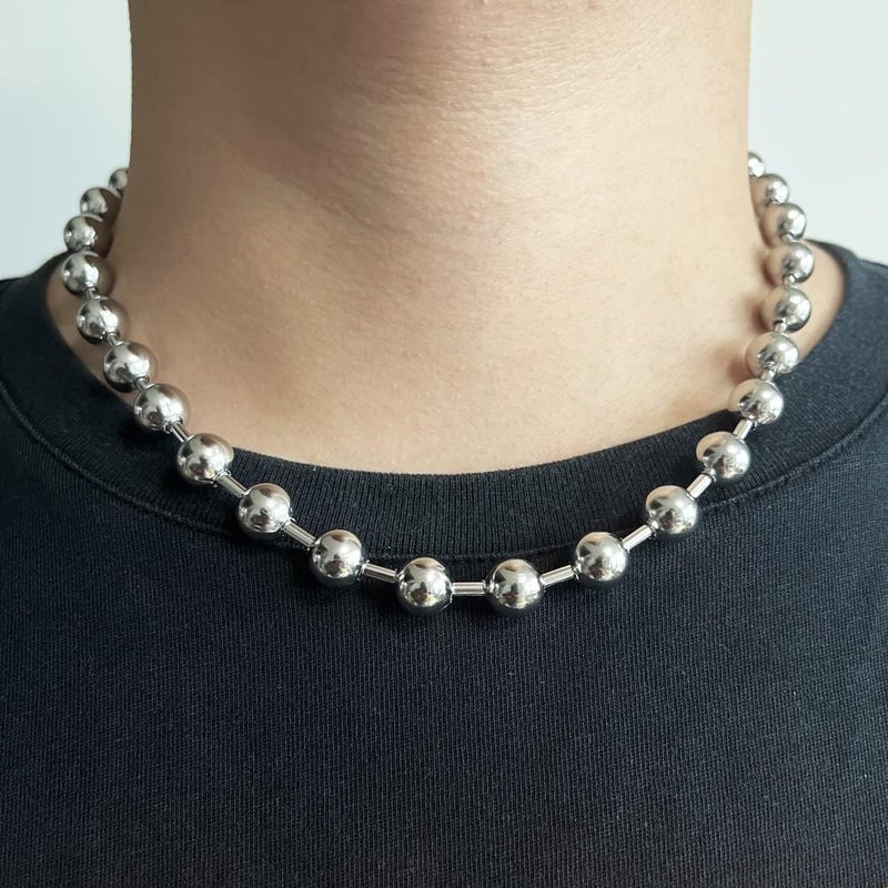 SINLEO Titanium Stainless Steel Small Beads Ball Chain Necklace for Men Women 24-38 Inches Silver Black Gold - Image 5