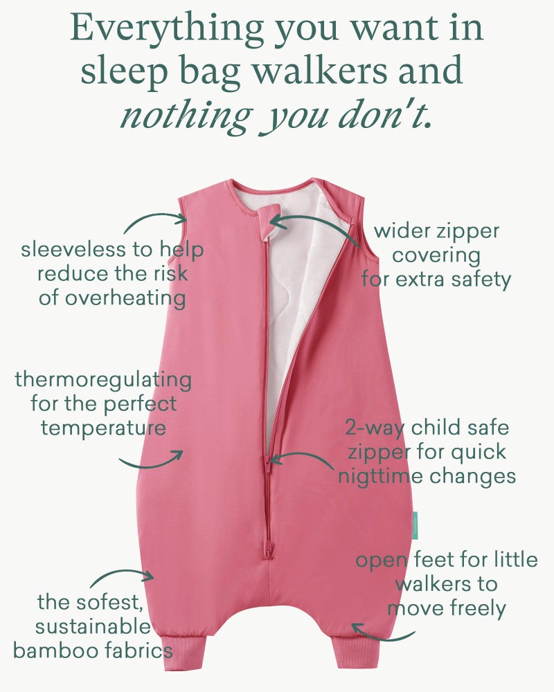 PurComfy Supersoft Toddler Sleep Sack with Feet 1.0 Tog, Premium Bamboo Viscose Sleep Sacks with Legs 2-Way Zipper Sleep Bag Walker 6-15 Month, Berry - Image 2