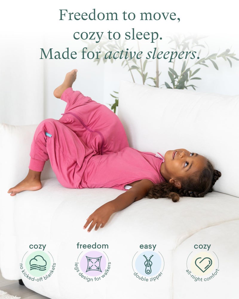 PurComfy Supersoft Toddler Sleep Sack with Feet 1.0 Tog, Premium Bamboo Viscose Sleep Sacks with Legs 2-Way Zipper Sleep Bag Walker 6-15 Month, Berry - Image 5