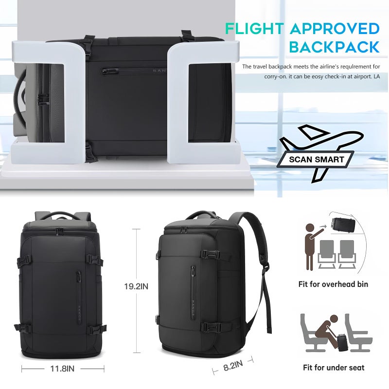 BANGE 40L Travel Backpack with Shoe Compartment, Large Capacity Weekender Bag Daypack Fits 17.3 Inch Laptop, Carry-on Luggage Backpack with Water Bottle Holder for Traveling, Hiking, Business - Image 2
