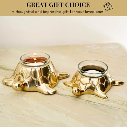 BEHOMA Golden Turtle Votive Holder Set of Mother & Child,Decor Elegant Home & Office Dcor Accessories for Living Room,Collectibles Perfect for Birthday,Mother's Day,Votives Candle Included,16cm,12.5cm - Image 4