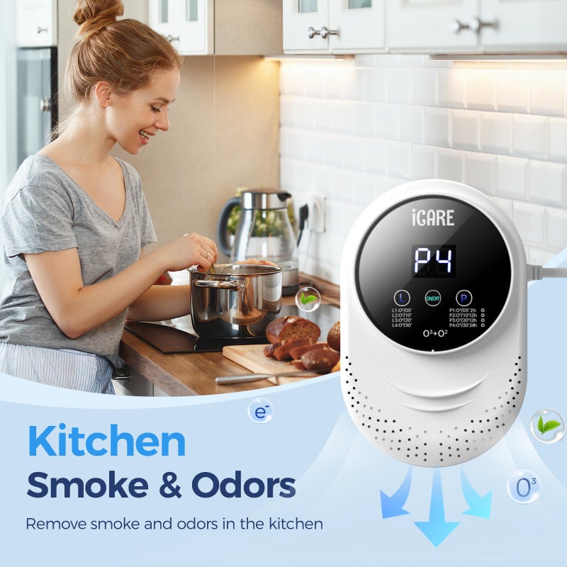 iCare Ozone Odor Eliminator for Strong Odor 99% Cat Litter Deodorizer Pets Poof Odor Removal Air Ionizers Home Plug-in Air Purifier for Bedroom, Toilet, Kitchen, Shoe, Smoke, Formaldehyde Air Freshener - Image 4
