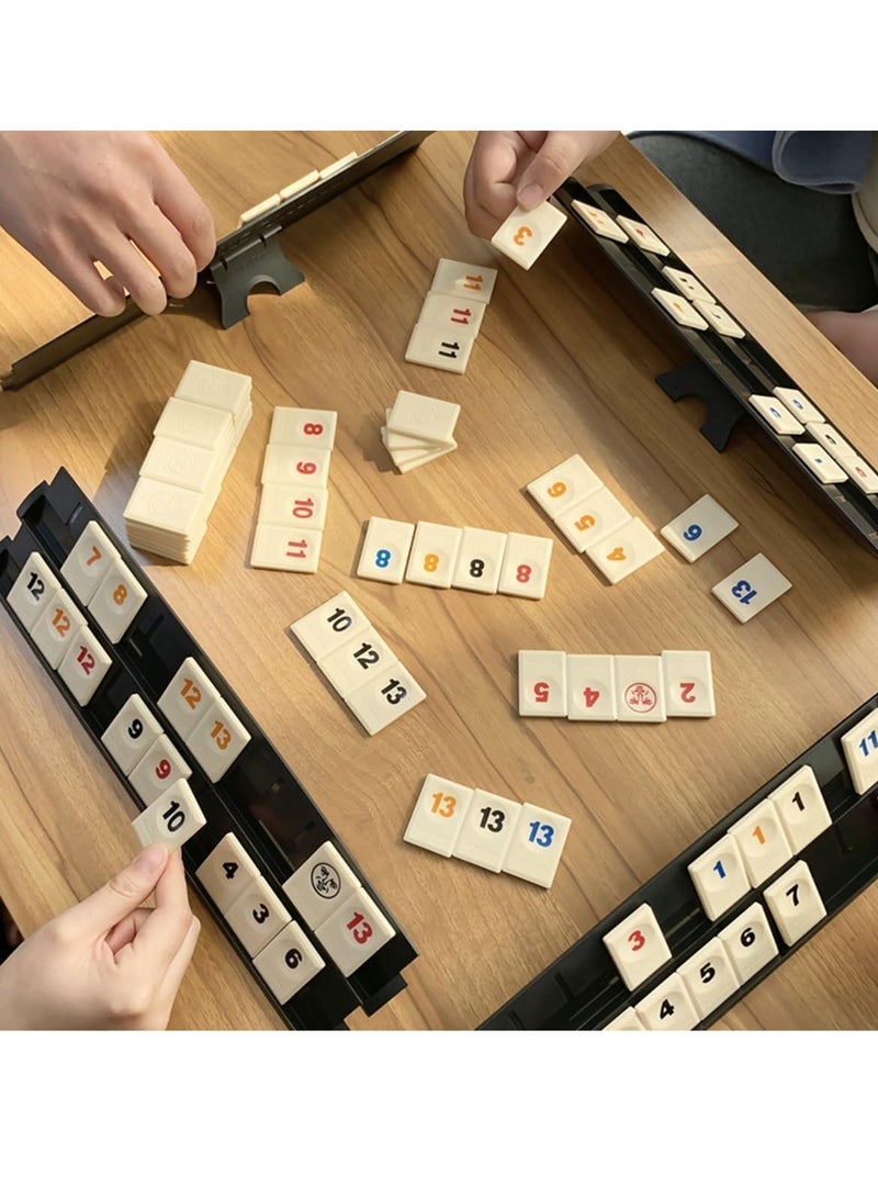 The Classic Rummy Tile Game with 4 Racks and Bag, 106 Rummy Cube Game Set, Travel Game for 2-4 People, Simple and Easy to Operate, Convenient to Organize and Store - Image 2