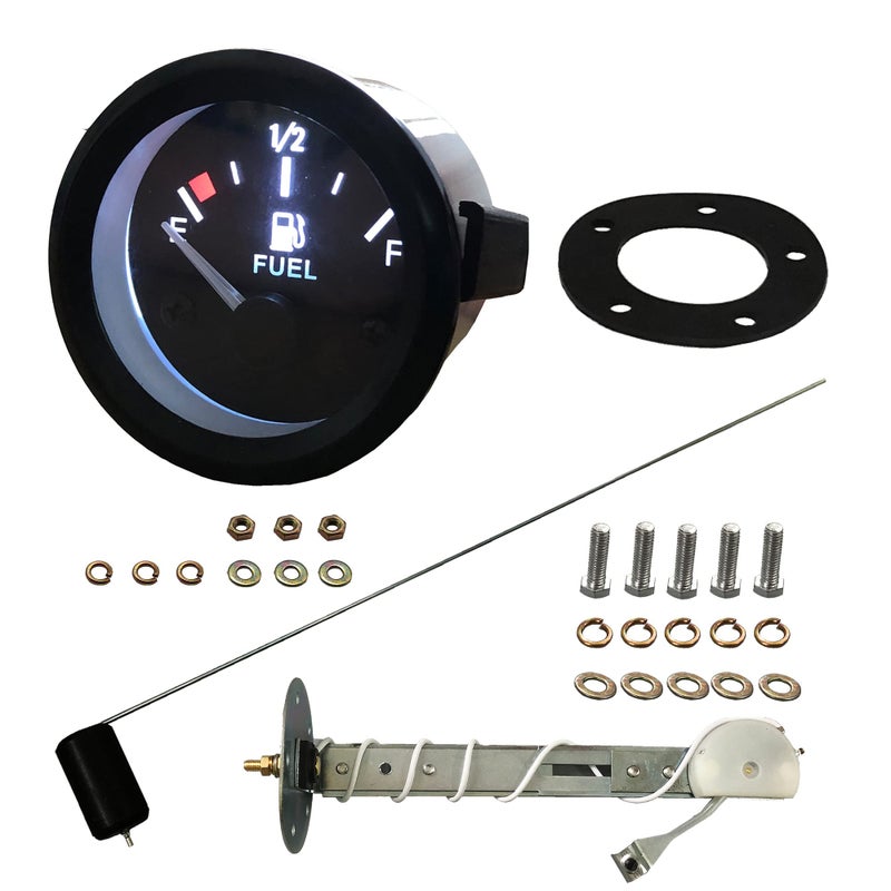 SREUOIL 52mm Fuel Level Gauge Kit with Fuel Tank Sending Unit Boat Fuel Sender Unit Fuel Sender Fuel Water Level Sensor 2 Fuel Tank Meter 12V Universal