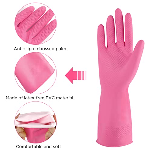 IUCGE Rubber gloves dishwashing 2 Pairs for Kitchen,Cleaning gloves for household Reuseable.(Medium,Pink) - Image 2