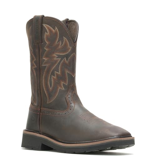 WOLVERINE mens Rancher 10" Square Soft Toe Work Boot, Dark Brown/Rust, 11 X-Wide US - Image 2