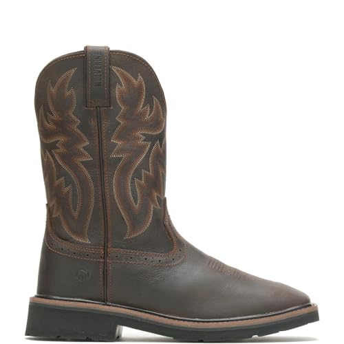 WOLVERINE mens Rancher 10" Square Soft Toe Work Boot, Dark Brown/Rust, 11 X-Wide US - Image 1