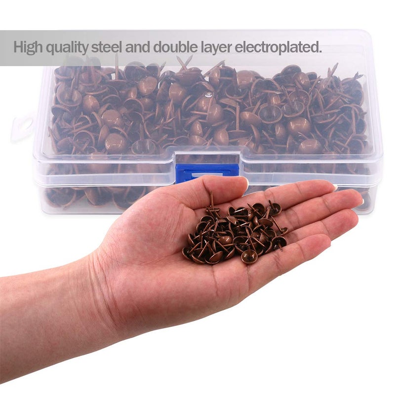 Rustark 300-Pcs 7/16'' [11mm] Antique Upholstery Decorative Tacks Furniture Sofa Thumb Tacks Nails Pins Assortment Kit for Upholstered Furniture Cork Board - Red Copper - Image 5
