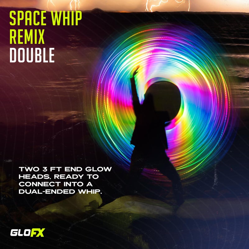 GloFX Double Space Whip Remix - [Programmable Led Fiber Optic Whip] 360° Swivel - Super Bright Light Up Rave Toy | EDM Pixel Flow Lace Dance Festival - Image 2