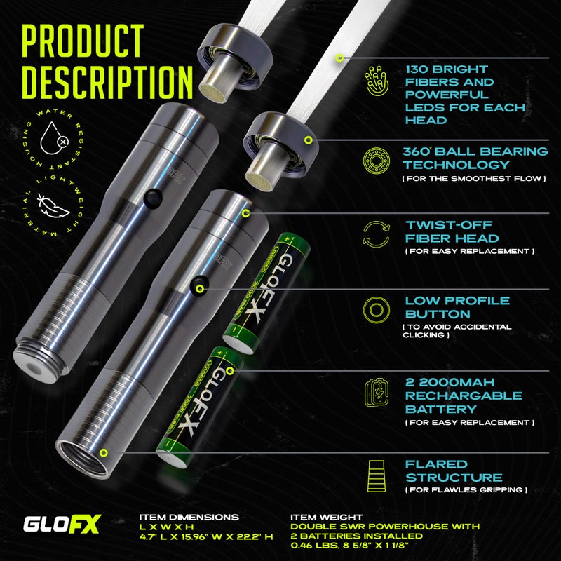 GloFX Double Space Whip Remix - [Programmable Led Fiber Optic Whip] 360° Swivel - Super Bright Light Up Rave Toy | EDM Pixel Flow Lace Dance Festival - Image 3