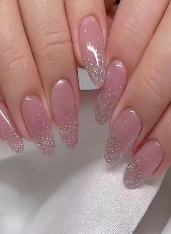 Gush Beauty Press On Nails | Reusable Nail Extensions | Artificial Fake Nails Set | For women (Pixie Glitter - Medium Almond) - Image 1