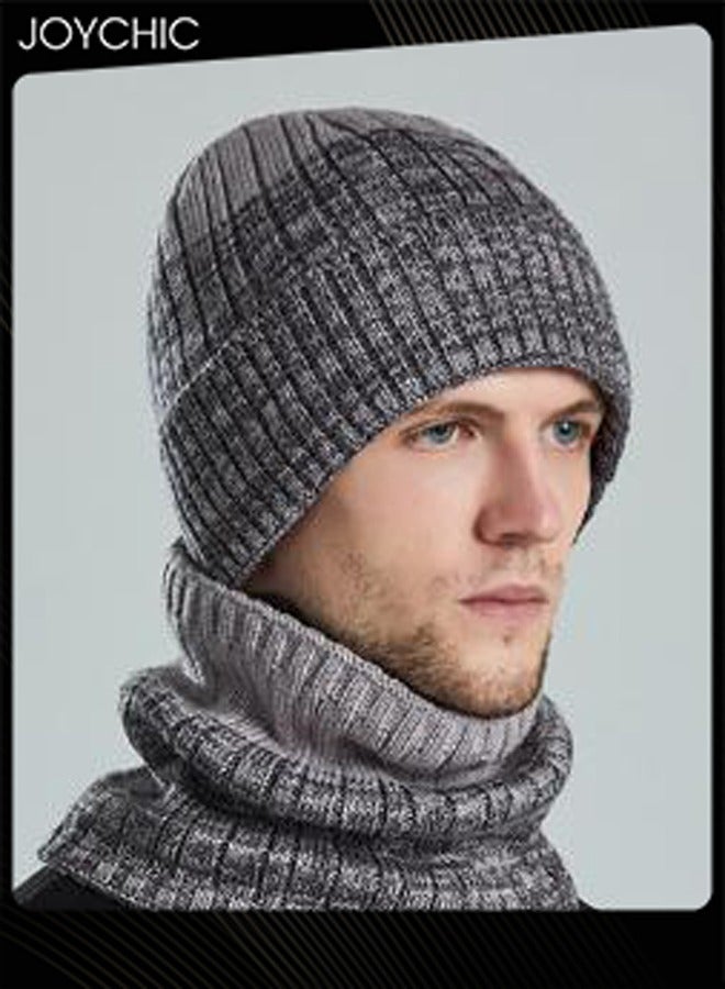 Joychic 2 pcs Winter Beanie Hat Scarf Set Warm Knit Hats Skull Cap Neck Warmer with Thick Fleece Lined for Men Outdoor Sports Hat Sets  - Image 4