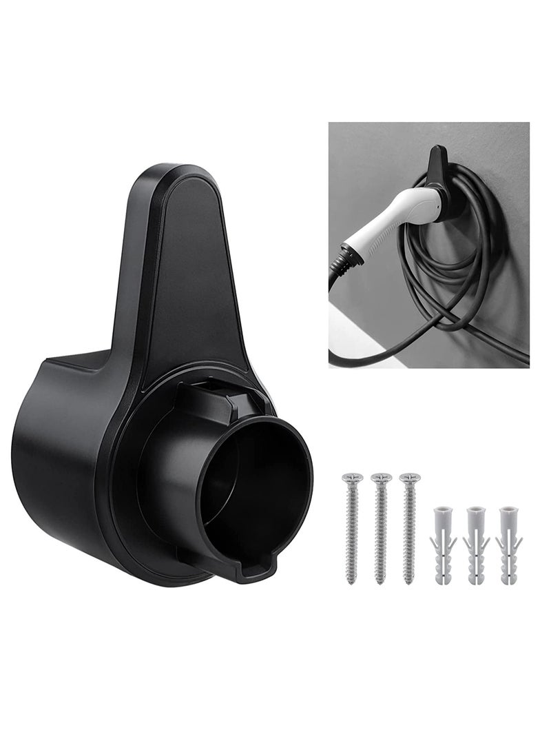 Excefore EV Charger Holder, ABS Waterproof Wall-Mount Electric Vehicle Charging Nozzle Plug Holster & Cable Hook with Screws for All SAE J1772 Electric Cars Connector - Image 1