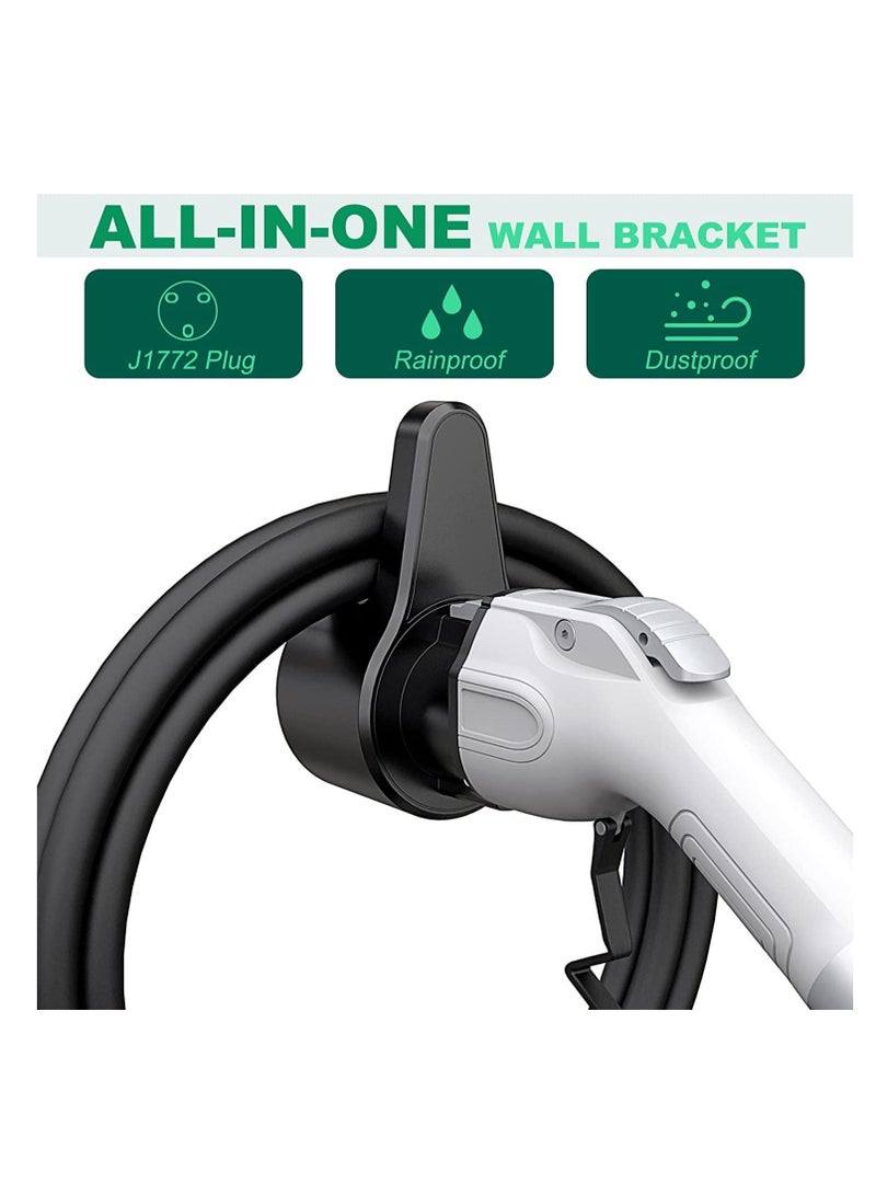 Excefore EV Charger Holder, ABS Waterproof Wall-Mount Electric Vehicle Charging Nozzle Plug Holster & Cable Hook with Screws for All SAE J1772 Electric Cars Connector - Image 3