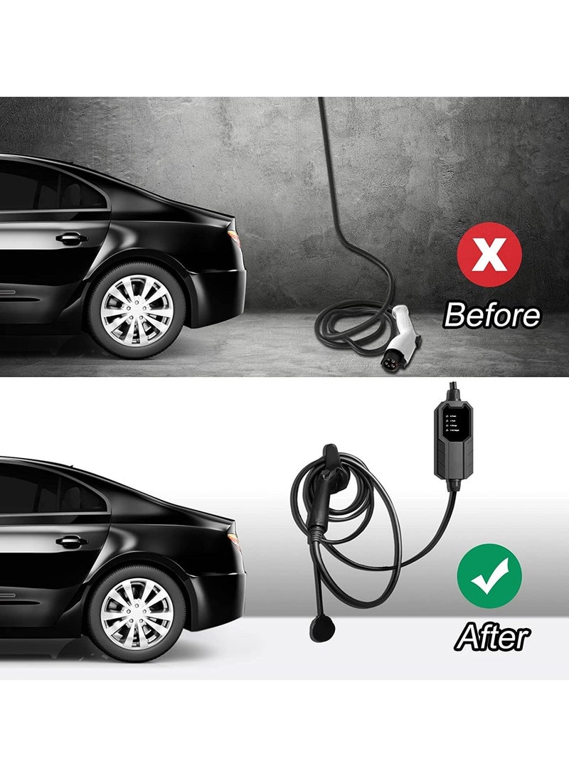 Excefore EV Charger Holder, ABS Waterproof Wall-Mount Electric Vehicle Charging Nozzle Plug Holster & Cable Hook with Screws for All SAE J1772 Electric Cars Connector - Image 5