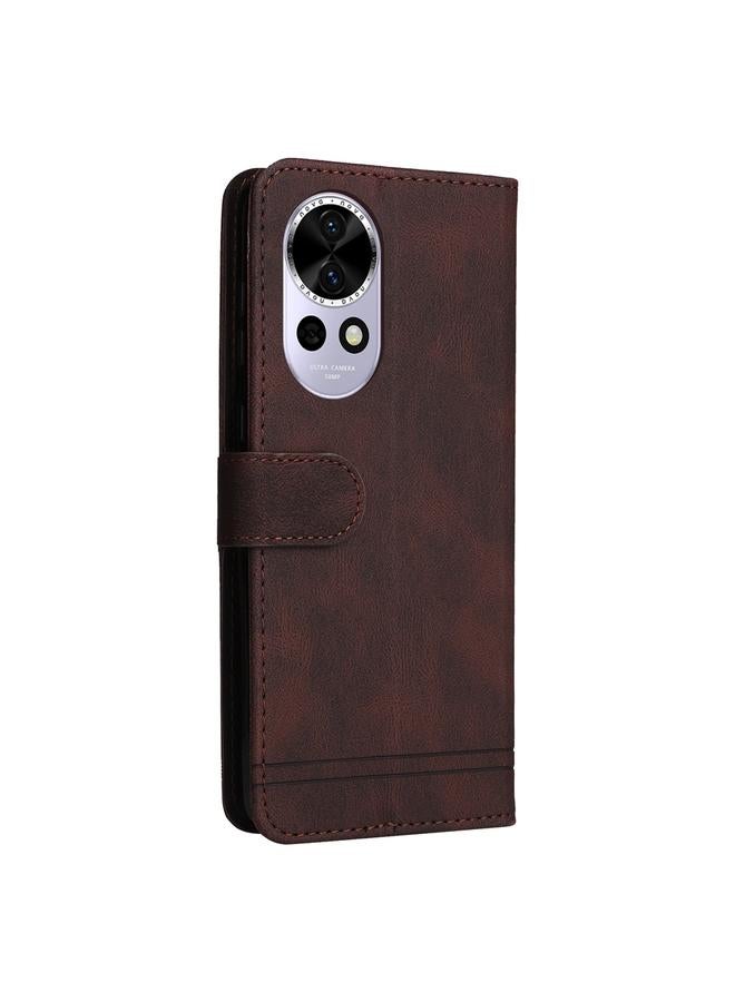 اس-توب جراب لهاتف Huawei nova 13 / nova 12 مصنوع من الجلد مع أزرار معدنية وغطاء هاتف من الجلد - Image 3