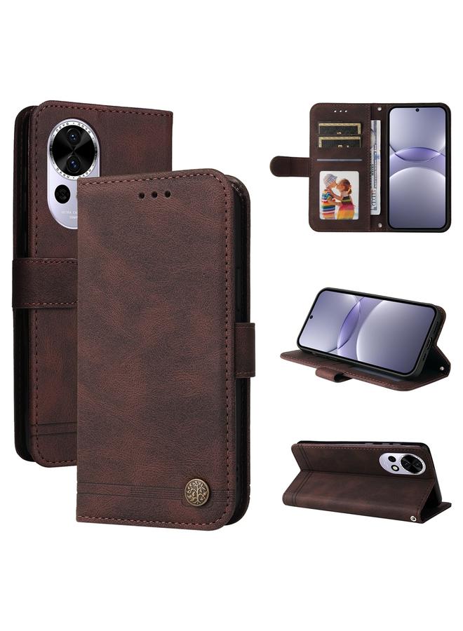 اس-توب جراب لهاتف Huawei nova 13 / nova 12 مصنوع من الجلد مع أزرار معدنية وغطاء هاتف من الجلد - Image 1