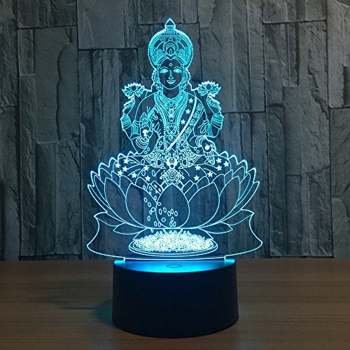 Tvoip 7 Color Changing Night Lamp 3D Atmosphere Bulbing Light 3D Visual Illusion LED Lamp for Kids Toy Christmas Birthday Gifts (Buddha) - Image 2