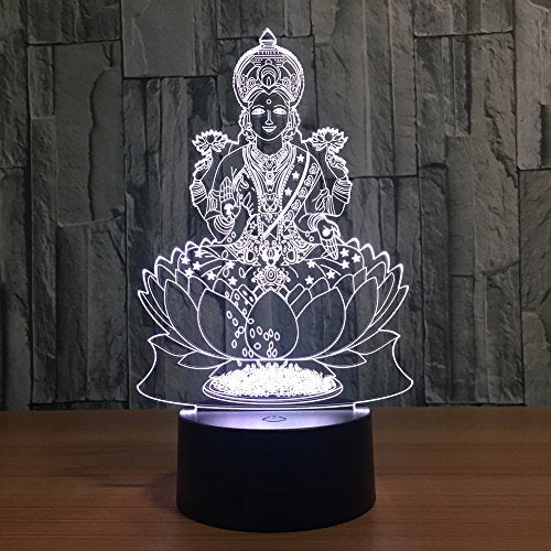 Tvoip 7 Color Changing Night Lamp 3D Atmosphere Bulbing Light 3D Visual Illusion LED Lamp for Kids Toy Christmas Birthday Gifts (Buddha) - Image 4